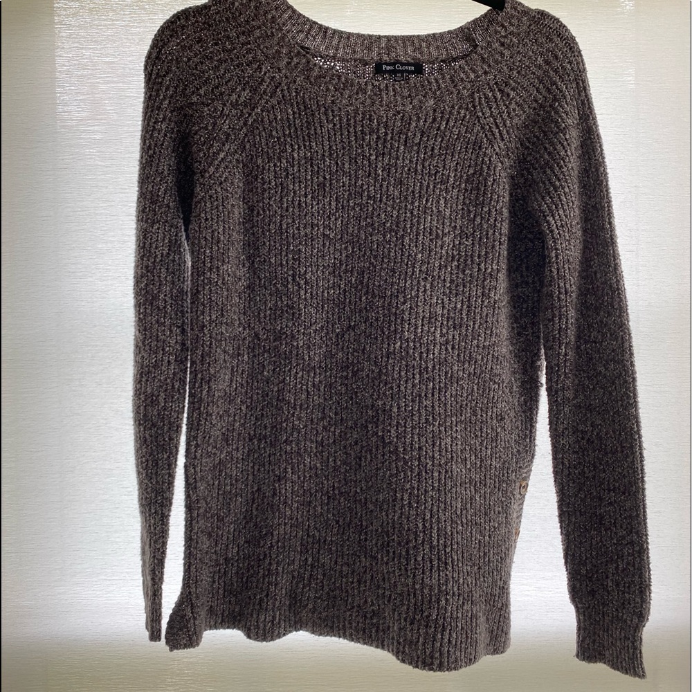 Dark Grey/Purple Fitted Sweater with Button Sides